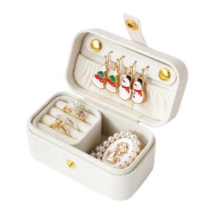 Wholesale Customizable Pearlescent White Mini Travel Jewelry Organizer Box Small Portable Storage Case 9.5*5*5cm from china suppliers