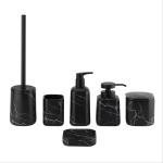 Square Marble Print Ceramic Bathroom Accessories Set Black Hand Soap Dispenser