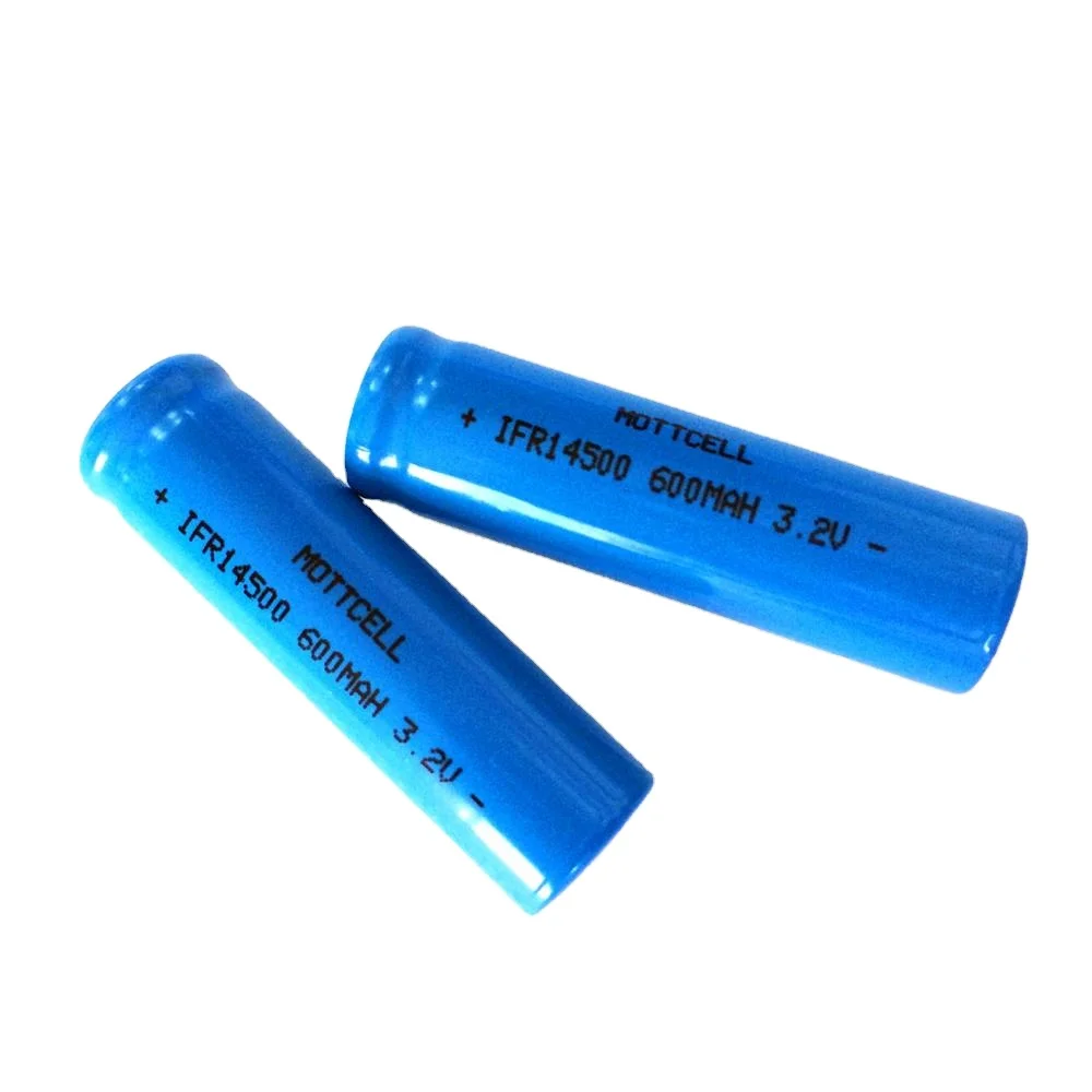Lifepo4 Cell IFR14500 3.2v 500mAh 600mah Lithium Rechargeable Battery For Solar Light