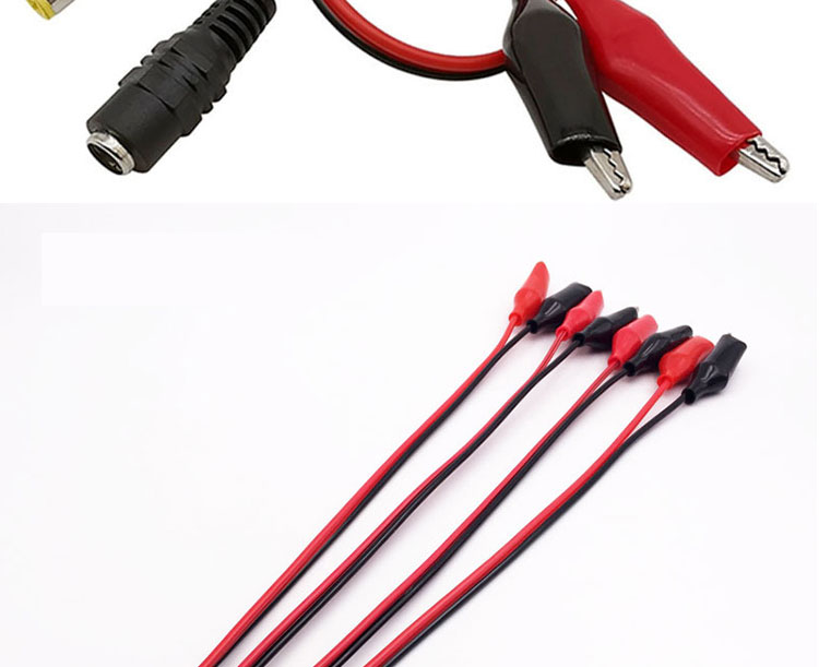 30cm DC 5.5x2.1mm Male Female to Dual Alligator Clips Power Supply DC Cable