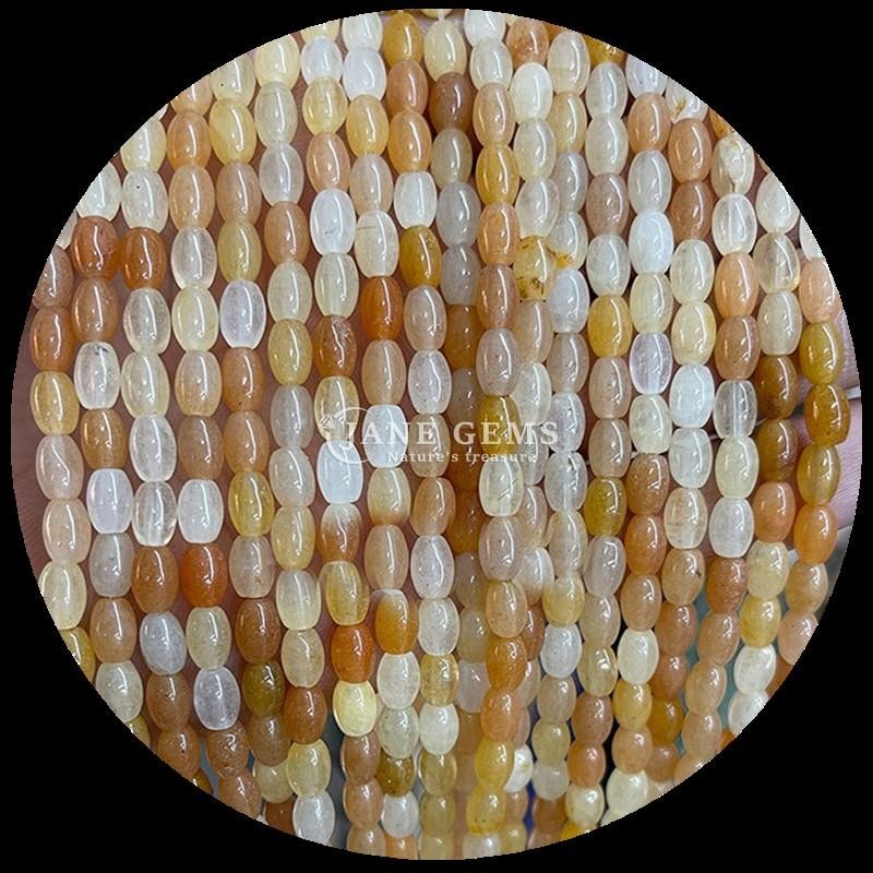 Tiger's Eye Yellow Aventurine Gem Bead Natural Crystal Rice Shape Stone Loose Bead Strands For Bracelets