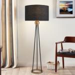 American Retro Floor Lamp For Living Room Black Fabric Shade Nordic Villa Hotel