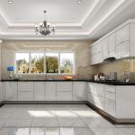Slate Premade White Color Kitchen Wall Cupboards Cabinets L Shaped