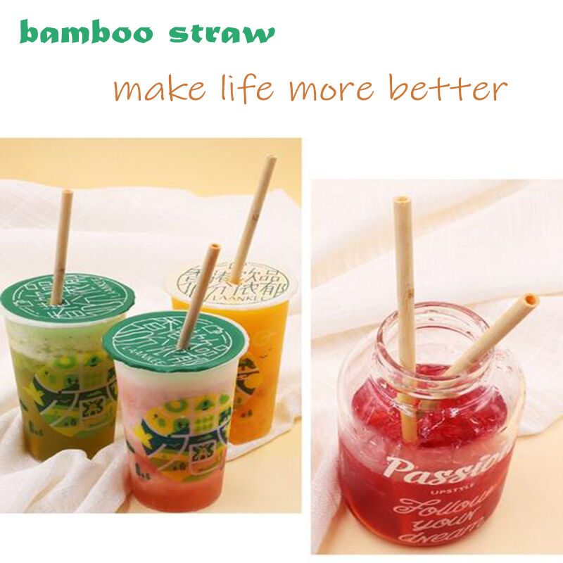 Eco Friendly Customized Logo Reusable Natural Organic Bamboo Fiber Drinking Straw
