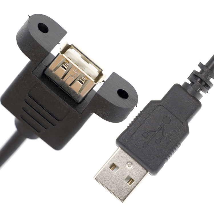Screw Locking Micro Type C RJ45 Ethernet Male Female USB Panel Mount Cable