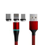 3A 5A 3 In 1 Braided Charging Cable LED Magnetic USB Type C Fast Charging