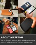 Leather wallet folding case Magnetic seal RFID blocking card slot holder Fully