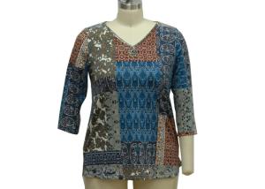 Wholesale Stone Patterned Ladies Casual T Shirts Dressy Womens Tops 200gsm Fabric Weght from china suppliers