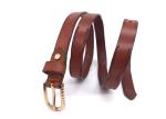 Brown Skinny 130cm Womens Genuine Leather Belt