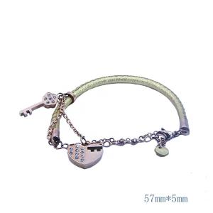 Wholesale Europ American Fashion Trendy Stainless Steel Geniune PU Leather Bracelet Bangle LBL174 from china suppliers