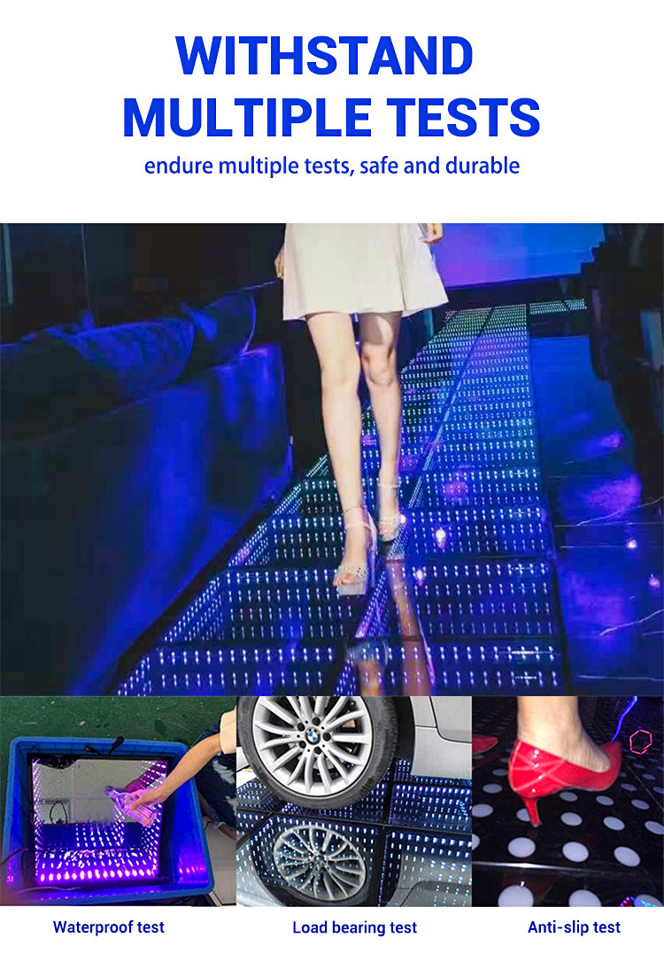 Tempered Glass Stage Lighting Equipments 3D Spark Wedding LED Dance Floor Panel