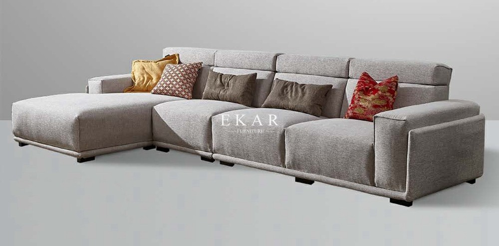 Contemporary Wide Fabric Corner L Shaped Sectional Living Room Sofa AW-1709