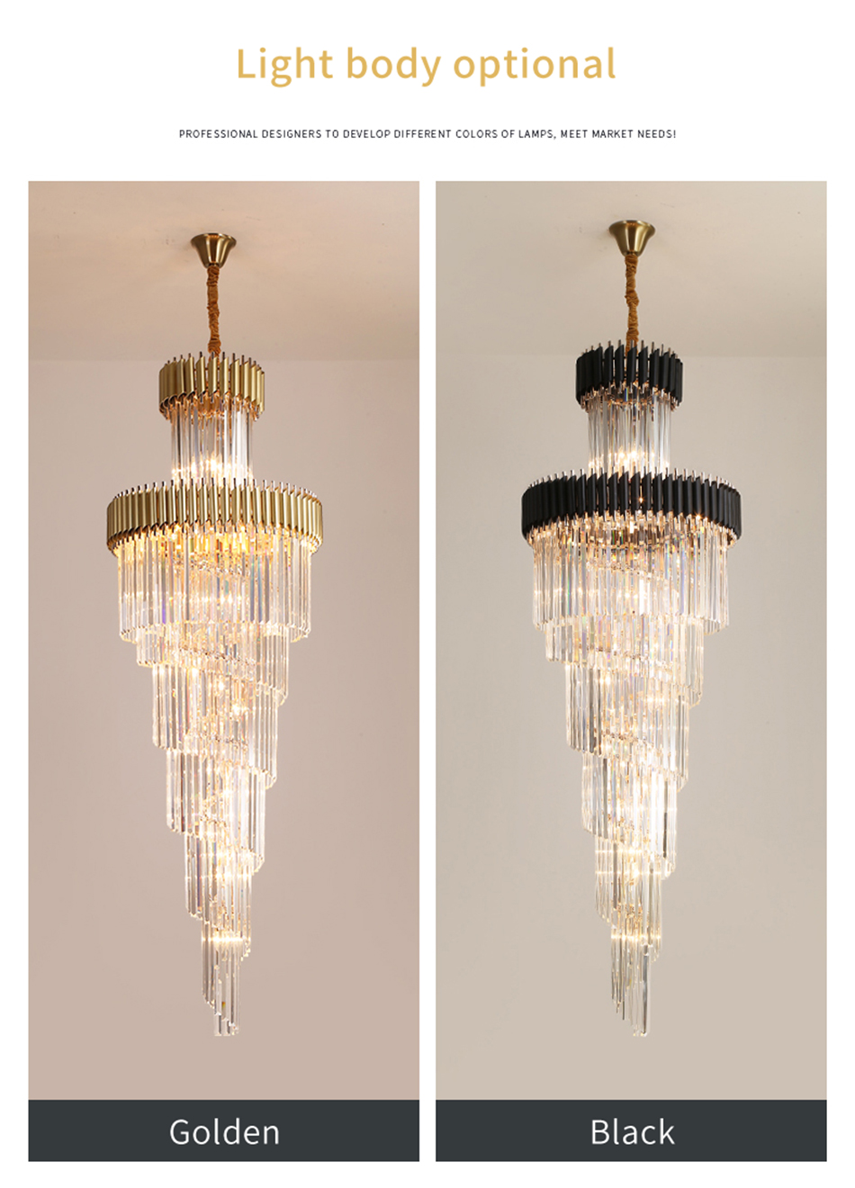 Large Top Long Crystal Led Chandeliers Hotel Hall Living Room luxury lights(WH-NC-48)