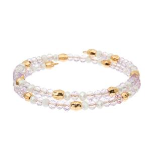 Wholesale 3 Layer Wire Crystal Wrap Bracelets With Gold Brass Pink Purple Orange from china suppliers