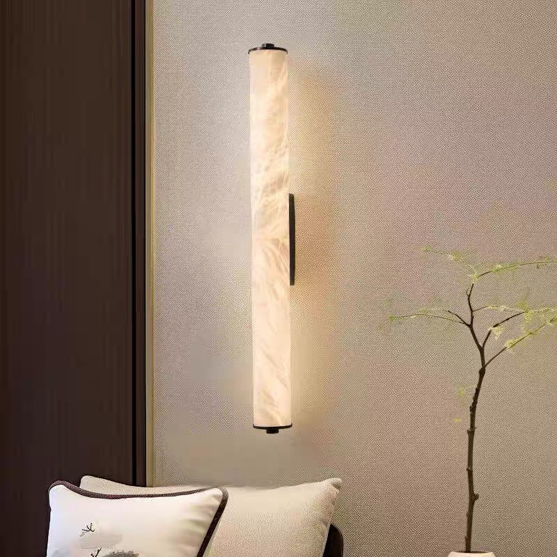 White marble led round and long and plating gold wall lamp for hotel