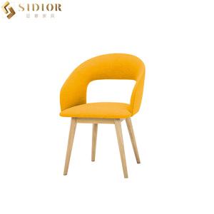Wholesale Solid Wood Leg Wedding Dining Chair Yellow Fabric Dining Chairs SGS Approved from china suppliers
