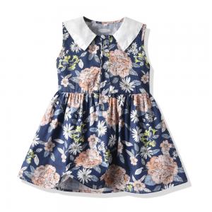 China Summer Children's Clothing Children's Vintage Dress Sleeveless Doll Collar Floral Dress on sale