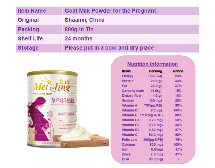 Folic Acid Formula Instant Pregnant Goat Milk Powder