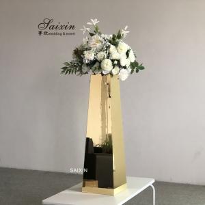Wholesale Acrylic Wedding Flower Stand 100cm Gold For Wedding Table Decoration from china suppliers