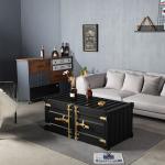 Black Iron Metal Shipping Container Coffee Table With Golden Handle
