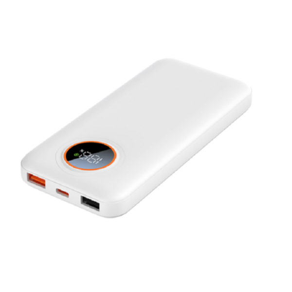 10000mAh PD 22.5W Power Bank,Type-C In/Out, USB-A, Grade A Cell, Black/White, with Fast Charging Cable