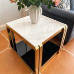 White Marble Top Sofa Table Modern End Tables For Living Room