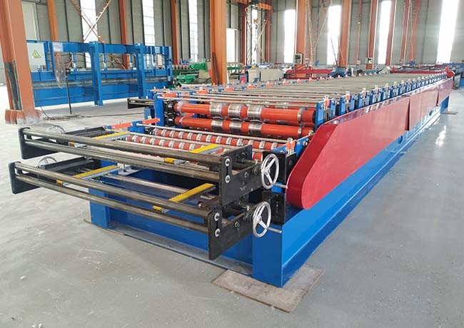 CE certificate double layer metal roofing sheet glazed tile roll forming machine with two different models