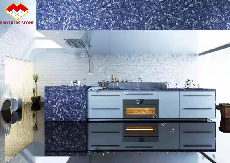Modern Tile Azul Bahia Marble Blue Color Lemurian Blue Granite Slab for Interior Decoration