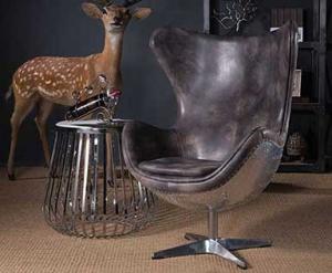 Wholesale Aluminium Brass Vintage Leather Aviator Egg Chair Fiberglass Inner Frame from china suppliers