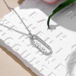18k Gold Mom paperclip Pendant Necklace in 925 Sterling Silver