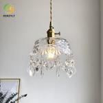 Retro Glass Pendant Light Simple Modern Bedside Restaurant Balcony Hallway Light