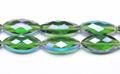 Green AB Glass Faceted Horse Eyes, 15 Beads Per Strand