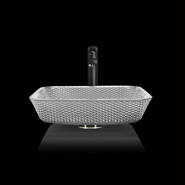 Shinning Square Countertop Bathroom Sink Chromed Electroplated Coloured Wash