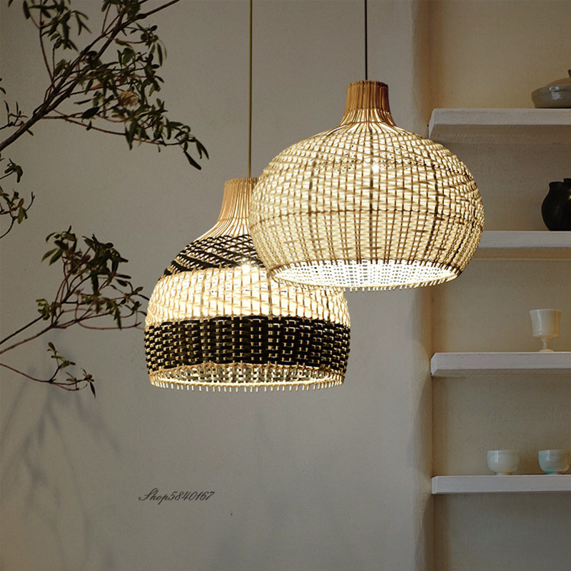 New Color Matching Rattan Lamp Vintage Pendant Light Fixtures Retro Hang lamp(WH-WP-68)