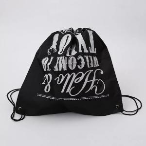 Wholesale Logo Printed Drawstring Gift Bags / Travel Black Cotton Drawstring Bags from china suppliers