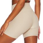 Ribbed Breathable Yoga Activewear Sets 260gsm High Waist Hip Lift Biker Shorts
