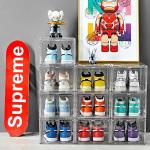 White Glass Drop Front Plastic Shoe Display Box Magnetic Stackable