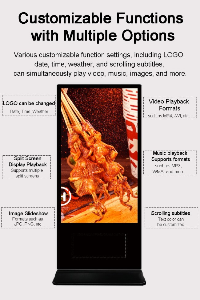 Fullscreen 75" 85" 4K LCD Advertising Display For Indoor Screen Advertising