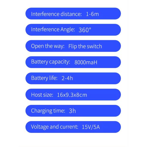 Battery 8000mah 360 Degree Detecting High Power Voice Recording Blocker for Sound Shielding