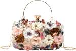 LETODE FLOWER CLUTCH PURSE EVENING BAG FOR WOMEN FORMAL PARTY HANDBAG CHAIN