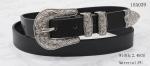 Metal loop Metal Tip Black Womens Belt , PU Black Belt With Silver Buckle