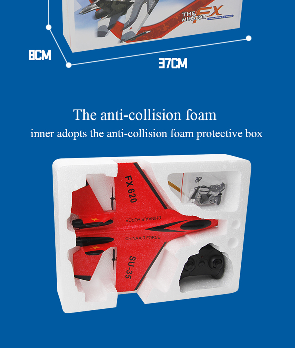 Maximum Flight Time 10-20min Epp Foam Airplane Fx-620 Rc Glider Su-35 Rc Airplane 2.4g Remote Control Fighter Hobby Plane