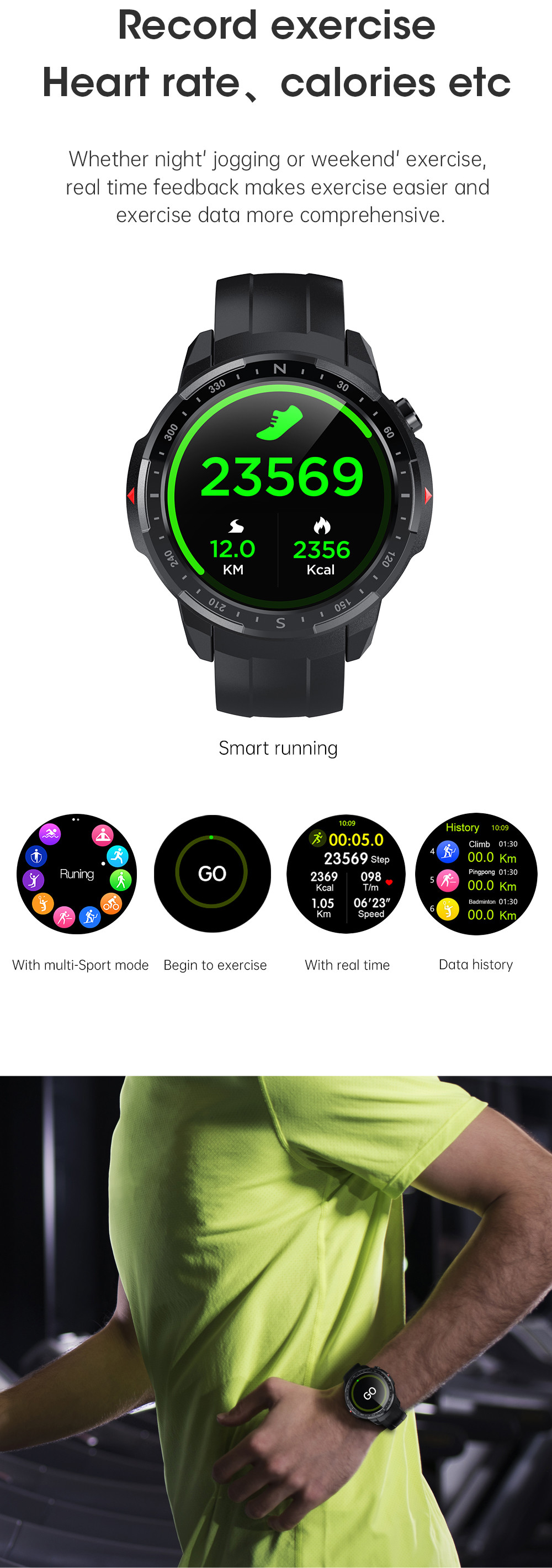 IP68 Waterproof MTK2502D Sleep Monitor Smart Watch Men Women 450MAH