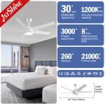 DC Motor 5 ABS Blades White 3 Color Led Light Decorative Smart Ceiling Fan With