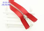 Silver Brass 28 Inch Metal Jacket Zipper , Copper Clothes Double Open Ended Zips