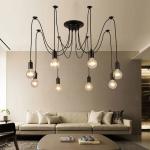 Retro Loft Industrial Chandelier Adjustable E27 Multi Head Lamps Restaurant