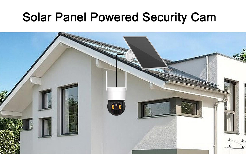 3MP Solar Panel Security Camera 2.4GHz WiFi Color Night Vision 2 Way Audio