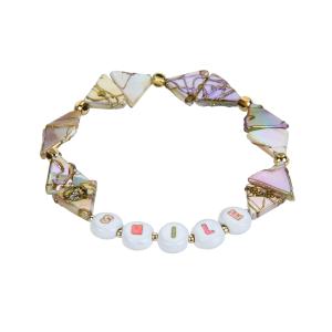 Wholesale Diamond Shaped Letter Bead Bracelets , Shell Stone Stretch Bracelet from china suppliers
