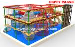 Galvanized Steel Home Park Adventure Playground Ropes / Solid Wood