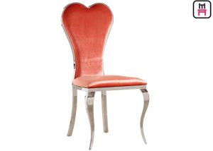 Wholesale Velvet Gold / Silver / Chrome Stainless Steel Restaurant Chairs With Red Heart Back from china suppliers